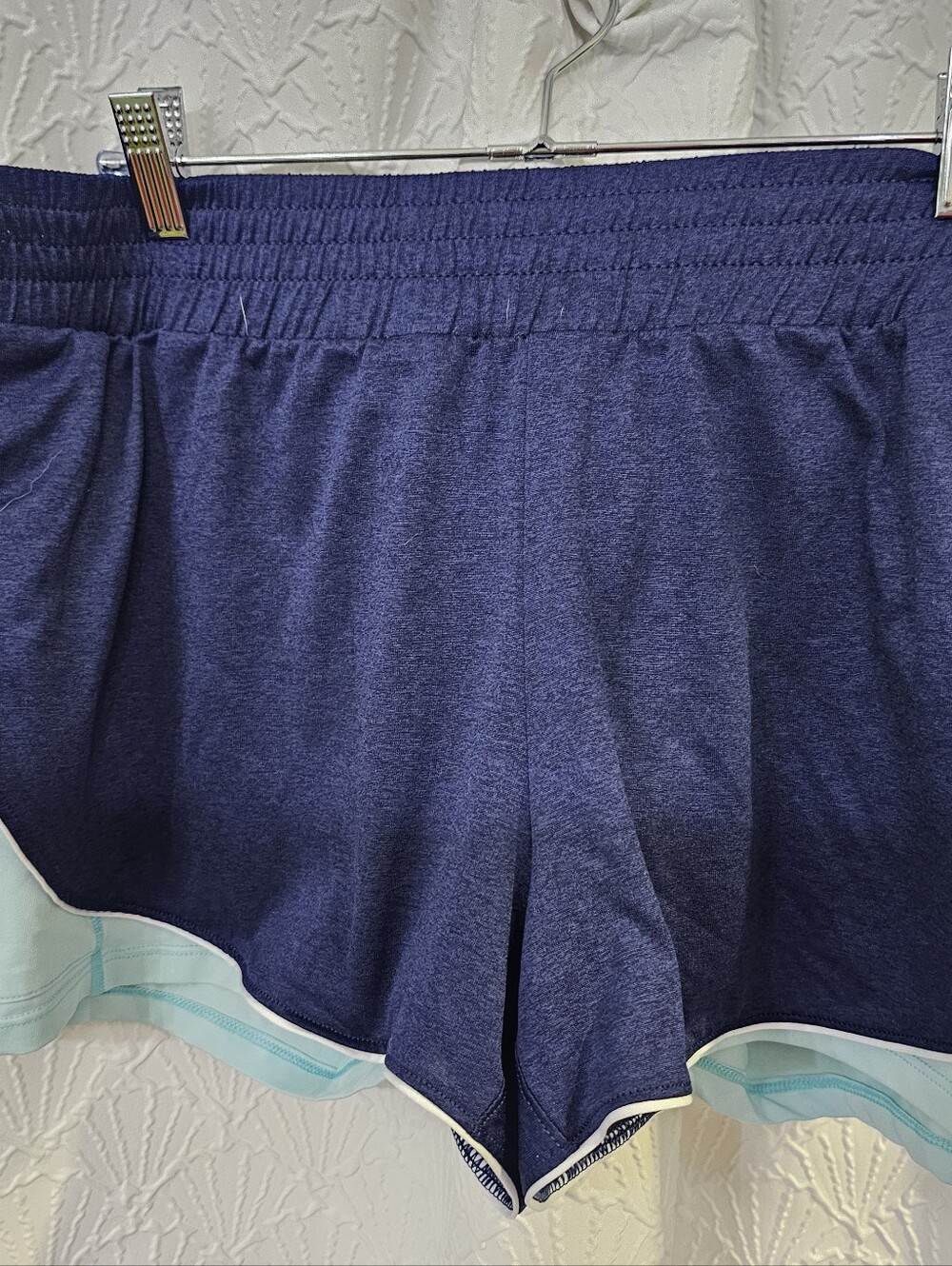 Women's XL Layered Blue & Mint Running Shorts w/Built-In Undershorts By Brooks